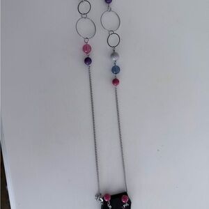 paparazzi Silver Necklace with Pink, Purple and Blue Beads